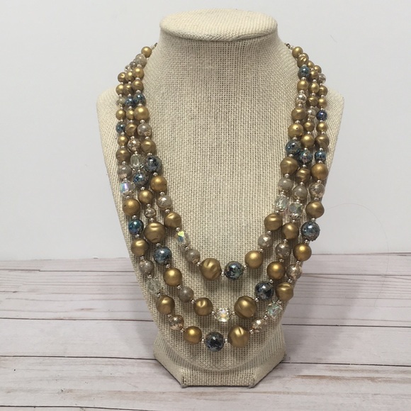 necklace vintage beaded style marked Japan gold multi strand - Picture 10 of 13